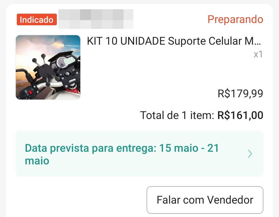 Passo 1 — produto comprado